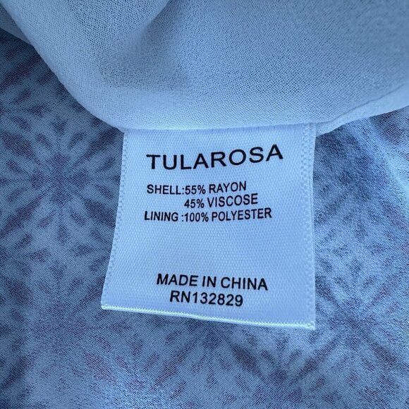 Tularosa x Revolve Ruffle Mini Dress Blue White Size S Surplice Long Sleeve - Picture 6 of 11